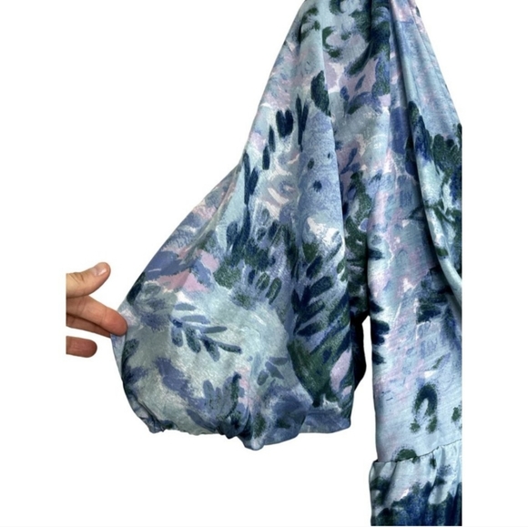 NWT Asos Design Blue Floral Tiered Voile Mini Dress Twist Front Size 14 - Picture 5 of 11